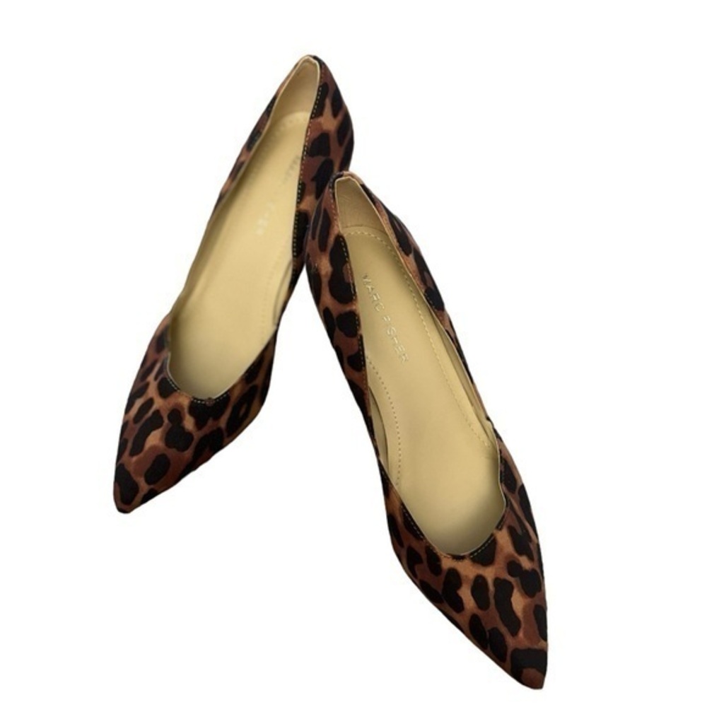 MARC FISHER Black & Tan Animal / Leopard Print D’Orsay Style Fabric Pumps, 6